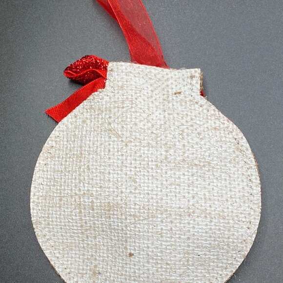 Holiday Time "Merry Christmas" Red Green Burlap Ornaments Set of 4 - Picture 9 of 12